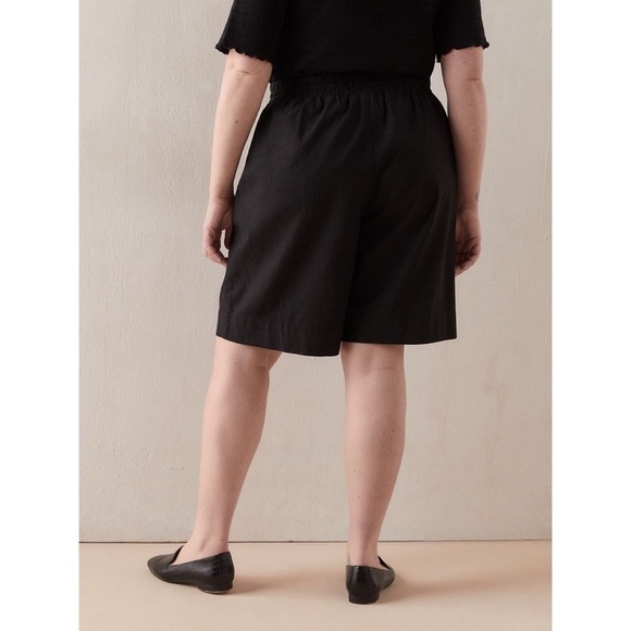 ADDITION Elle Linen Blend Pull-On Bermuda Shorts Black Size 2X - Picture 2 of 16